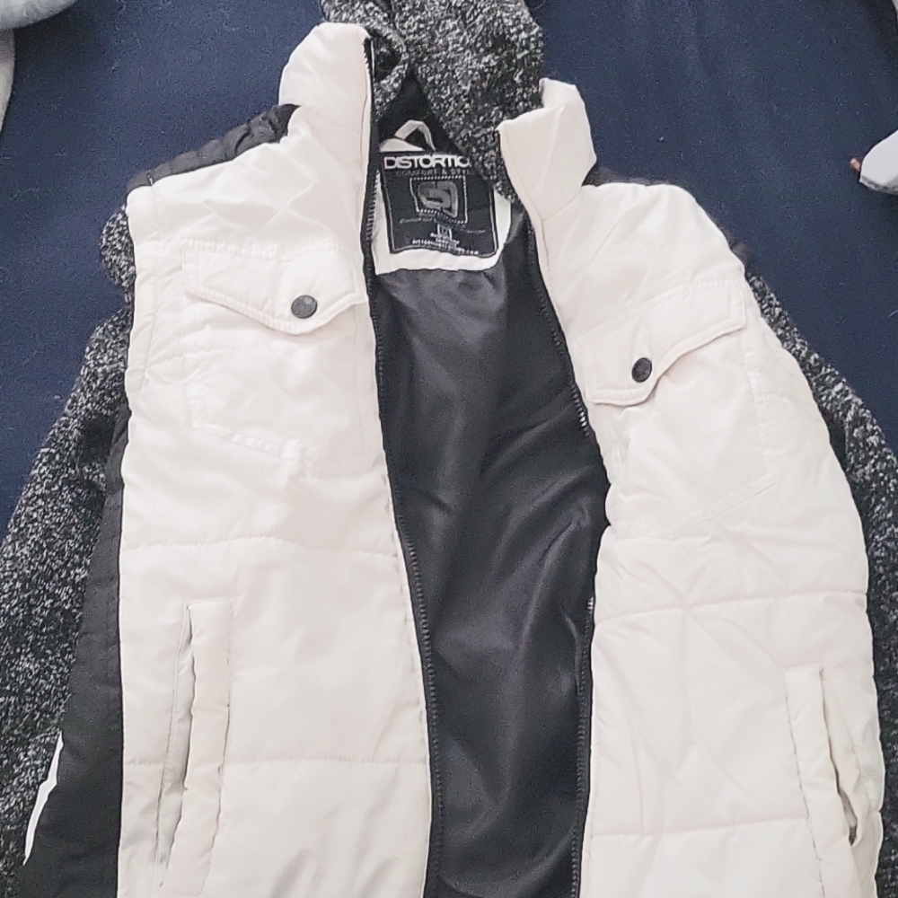 Vested black and white distortion jacket